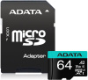 Карта памяти microSD (T-Flash) 64ГБ A-DATA Premier microSDXC Class 10 UHS-I U1 (SD адаптер)
