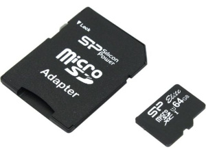Карта памяти microSD (T-Flash) 64ГБ Silicon Power Elite microSDXC Class10 + адаптер Hi-Speed 50Mb/s