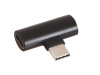 Переходник Krutoff USB Type-C / USB Type-C (Charging) + USB Type-C (Audio) black